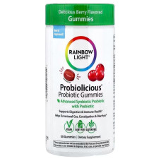 Пробиотик для детей, Rainbow Light Probiotic Gummies, ягодный вкус, 50 жевательных конфет