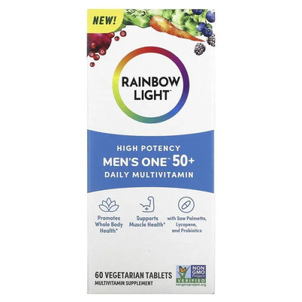 Мультивітаміни для чоловіків 50+, Men's One 50+, Rainbow Light, щоденні, висока потенція, 60 вегетаріанських пігулок