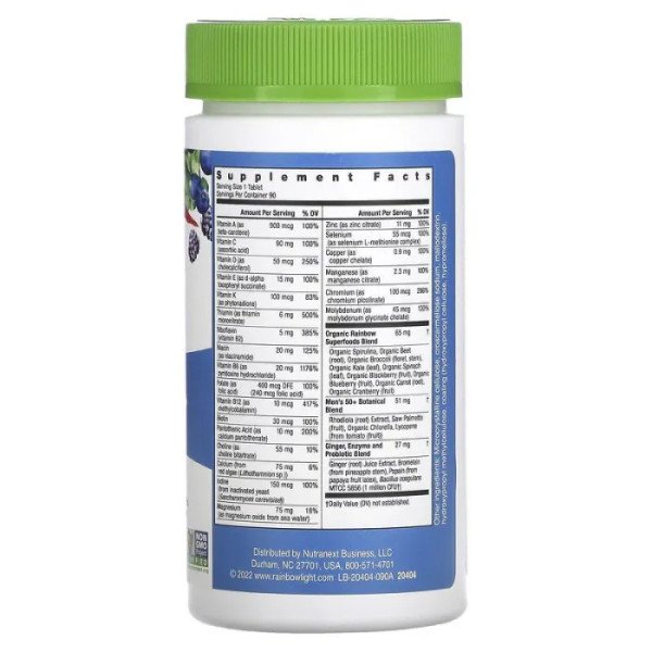 Мультивітаміни для чоловіків 50+, Men's One 50+, Rainbow Light, щоденні, висока потенція, 90 вегетаріанських пігулок