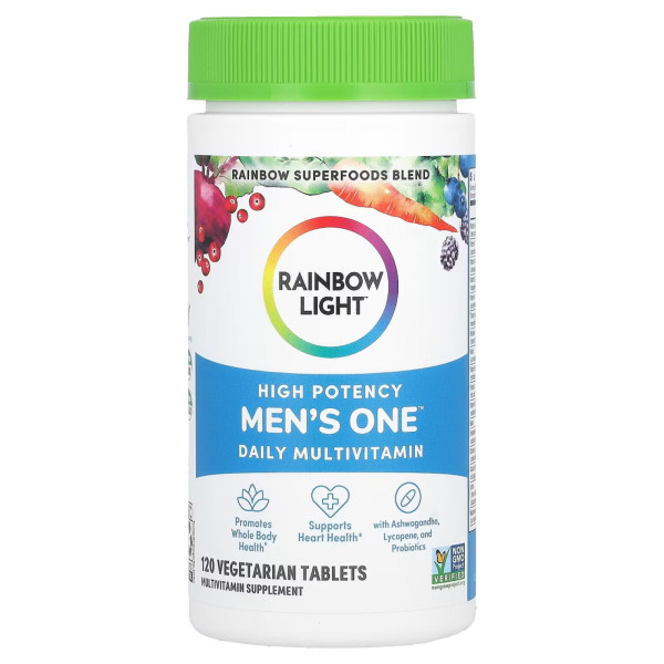 Мультивітаміни для чоловіків, Men's Multivitamin, Rainbow Light, одна на день, висока ефективність, 120 вегетаріанських таблеток