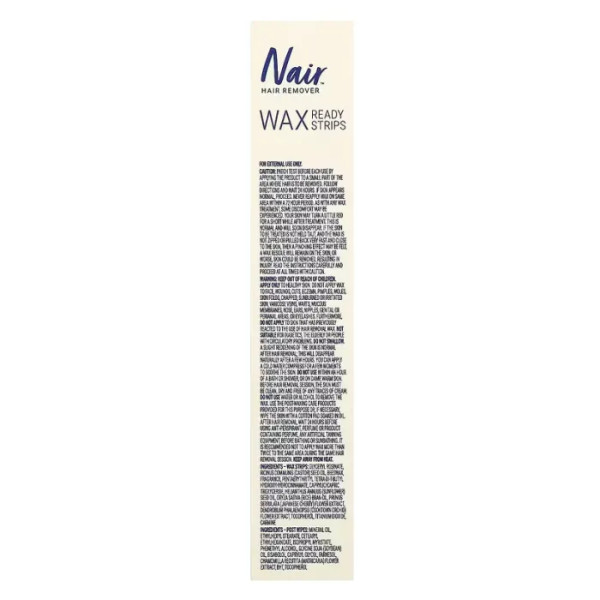 Воскові смужки для депіляції ніг і тіла, Wax Ready-Strips, Nair, з екстрактами орхідеї та квіток вишні, 40 воскових смужок + 6 серветок для видалення волосся
