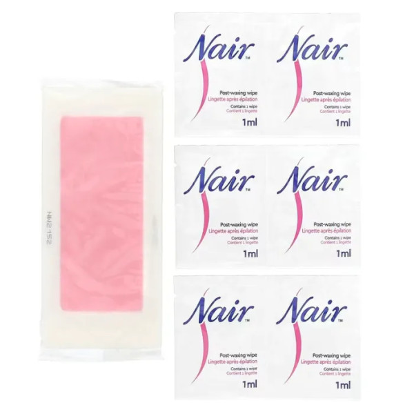 Воскові смужки для депіляції ніг і тіла, Wax Ready-Strips, Nair, з екстрактами орхідеї та квіток вишні, 40 воскових смужок + 6 серветок для видалення волосся