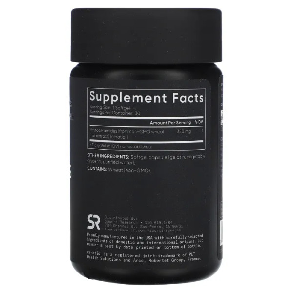 Фітокераміди, Phytoceramides, Sports Research, 350 мг, 30 міні гелевих капсул