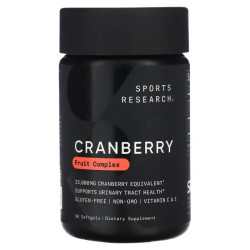 Клюква фруктовый комплекс, Sports Research Cranberry, 90 гелевых капсул