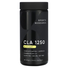 CLA 1250 мг, покращена, CLA 1250 Sports Research, 180 гелевих капсул