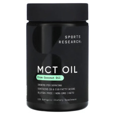 Масло MCT 3000 мг, Sports Research MCT Oil, 120 мягких капсул (1000 мг на капсулу)
