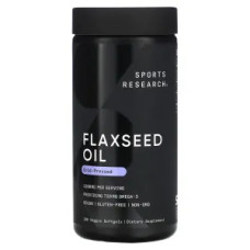 Лляна олія 1200 мг, Flaxseed Oil Sports Research, 180 вегетаріанських гелевих капсул