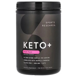 Экзогенные кетоны, вкус фруктовый пунш, Sports Research Keto Plus, 315 г