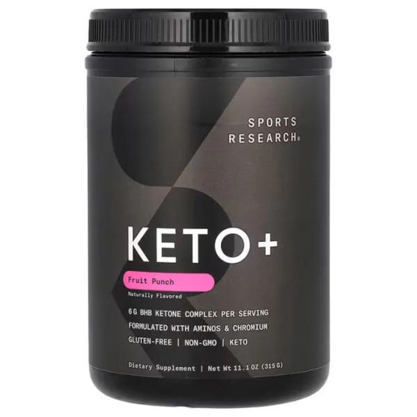 Екзогенні кетони плюс, Keto Plus, Sports Research, фруктовий пунш, 315 г