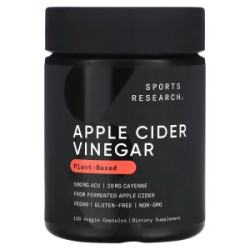 Яблочный уксус 520 мг, Apple Cider Vinegar Sports Research, 120 вегетарианских гелевых капсул