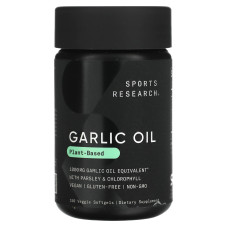 Часниковая олія, Sports Research Garlic Oil, 150 вегетарианских гелевых капсул