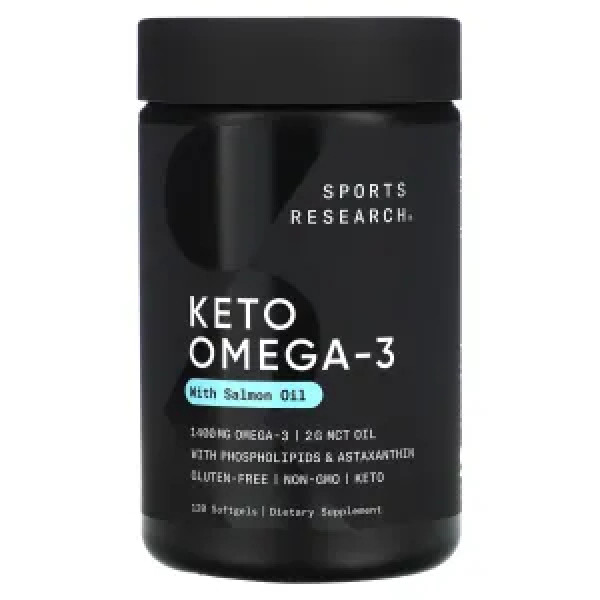 Кето Омега-3 з маслом лосося, Keto Omega, Sports Research, 120 гелевих капсул