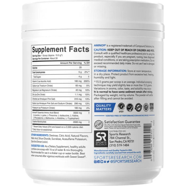 Електроліти для регідратації, Post-Sweat Advanced Hydration, Sports Research, крижана малина, 465 г