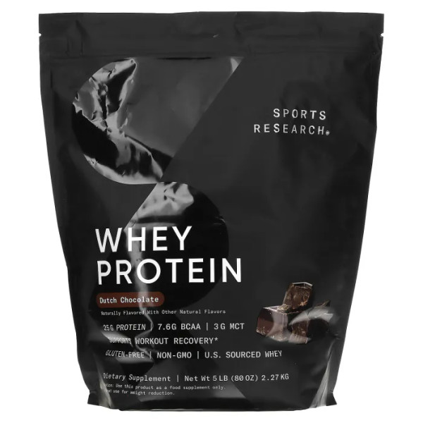 Сироватковий протеїн, Whey Protein, Sports Research, голландський шоколад, 2,27 кг
