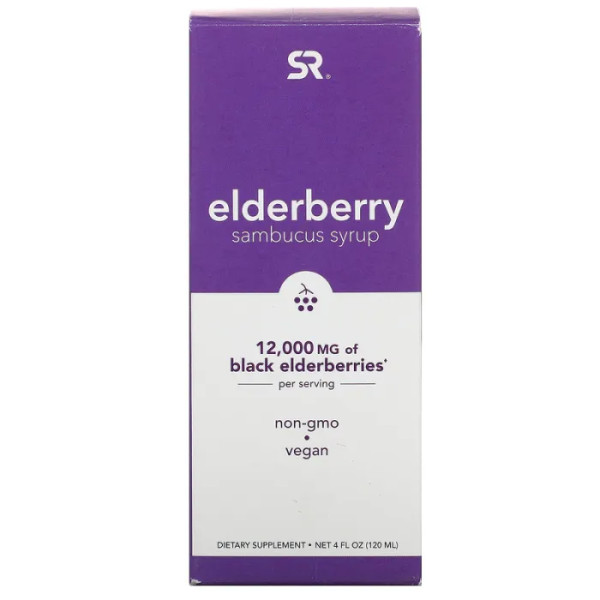 Сироп з бузиною самбука, Elderberry, Sports Research, 12000 мг, 120 мл