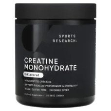 Креатин моногидрат, Creatine Monohydrate Sports Research, без вкуса, 300 г