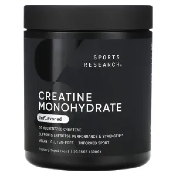 Креатин моногідрат, Creatine Monohydrate, Sports Research, без смаку, 300 г