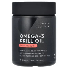 Олія криля омега-3, Omega-3 Krill Oil Sports Research, подвійна сила, 60 гелевих капсул