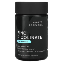 Цинк пиколинат 30 мг, Sports Research Zinc Picolinate, 90 гелевых капсул