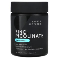 Цинк пиколинат 30 мг, Zinc Picolinate Sports Research, высокая эффективность, 180 гелевых капсул