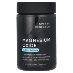 Магний оксид 420 мг, Sports Research Magnesium Oxide, 90 гелевых капсул