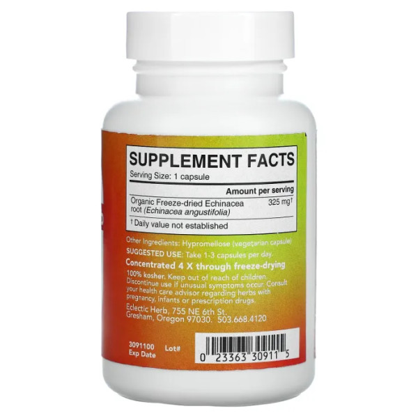 Эхинацея (Echinacea Angustifolia), Eclectic Institute, 325 мг, 90 кап.