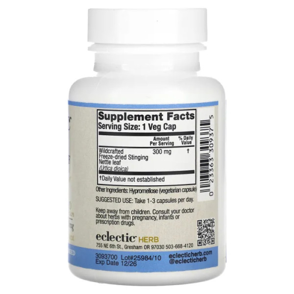 Кропива (Nettle), Eclectic Institute, 300 мг, 90 капсул
