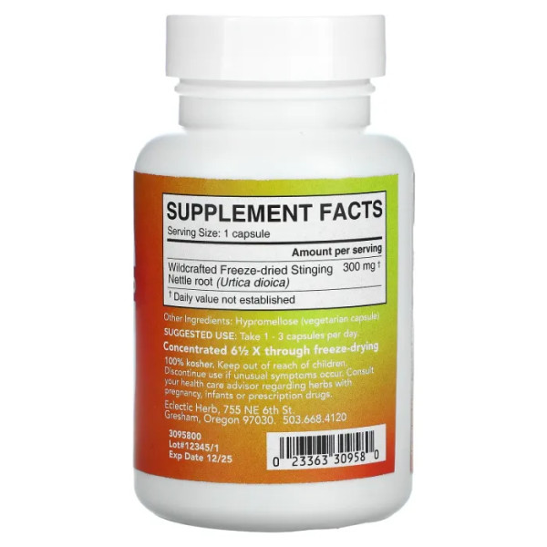 Крапива корень (Nettle Rooфt), Eclectic Institute, 300 мг, 90 кап.