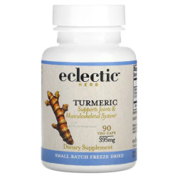 Куркума 395 мг, Eclectic Institute Turmeric, сырая свежая сублимированная, 90 капсул