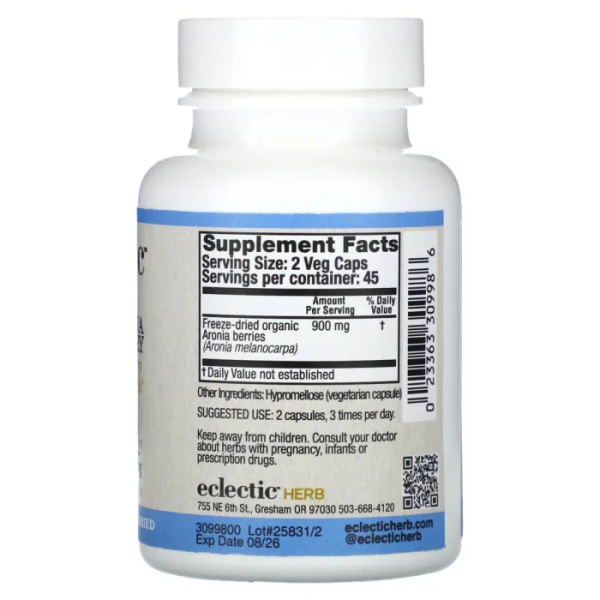 Аронія, Aronia, Eclectic Institute, 450 мг, 90 кап.