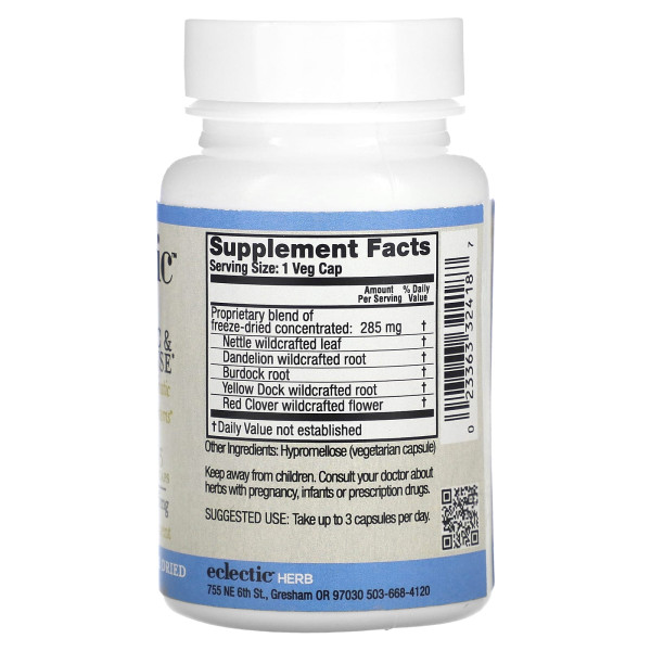 Корінь лопуха, червона конюшина, Blood Support, Burdock - Red Clover, Eclectic Institute, 285 мг, 45 капсул
