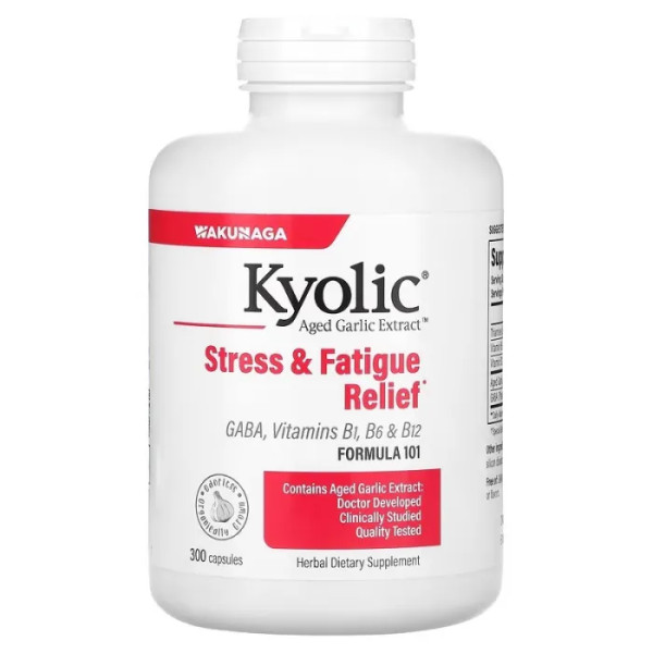 Снятие стресса и усталости, Stress & Fatigue Relief, Kyolic, формула 101, выдержанный экстракт чеснока, 300 капсул