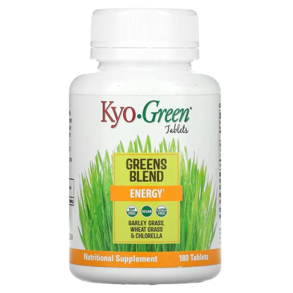 Фітонутрієнтне джерело енергії, Kyo-Green Phytonutrient Source, Wakunaga - Kyolic, суміш листової зелені, 180 таблеток