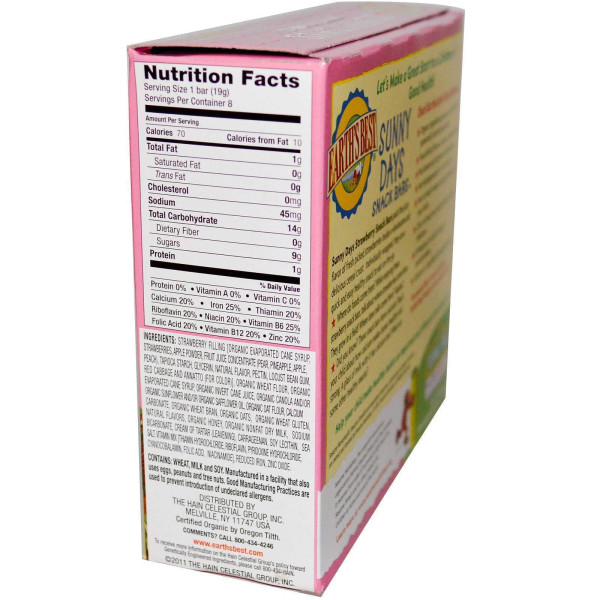 Печиво з полуницею, Snack Bars, Earth's Best, 8 печинин по 19 г кожна