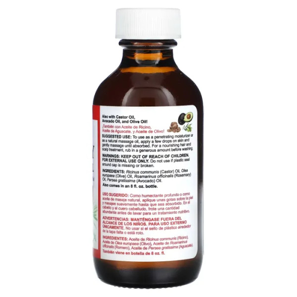 Олія для волосся та шкіри з розмарином, Rosemary Hair & Skin Oil, De La Cruz, з касторовою олією, олією авокадо та оливковою олією, 59 мл