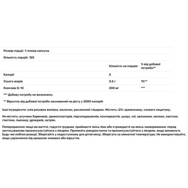 Коензим Q10, CO Q-10, Puritan's Pride, 200 мг, 120 гелевих капсул