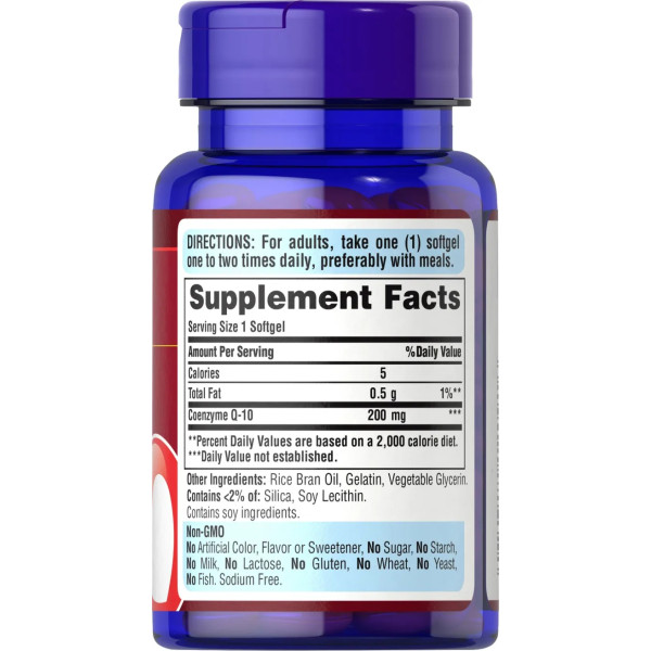 Коэнзим Q-10, Co Q-10, Puritan's Pride, 200 мг, 30 гелевых капсул быстрого высвобождения