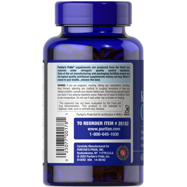 Омега-3 кошерний, Kosher Omega-3 with EPA & DHA, Puritan's Pride, 742 мг, з ЕПК та ДГК, 60 гелевих капсул