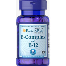 Витамины группы B, Puritan's Pride Vitamin B-Complex and Vitamin B-12, 180 таблеток