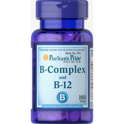 Витамины группы B, Puritan's Pride Vitamin B-Complex and Vitamin B-12, 180 таблеток