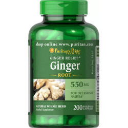 Имбирь 550 мг, Puritan's Pride Ginger Root, 200 капсул
