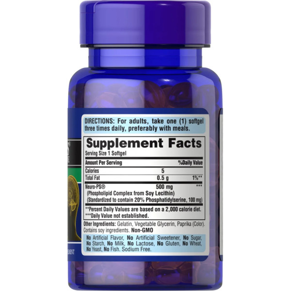 Фосфатидилсерин, Neuro-PS, Puritan's Pride, 100 мг, 30 гелевих капсул