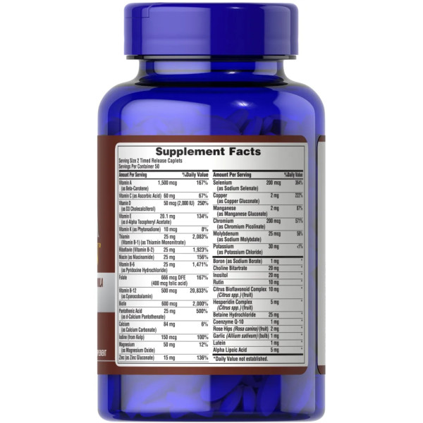 Мультивітаміни для літніх, Multivitamins for Seniors Timed, Puritan's Pride, 100 каплет