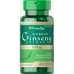 Корейский женьшень стандартизированный 100 мг, Puritan's Pride Korean Ginseng Standardized, 60 капсул