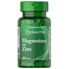 Магний с цинком, Puritan's Pride Magnesium with Zinc, 100 таблеток