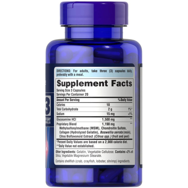 Глюкозамін хондроїтин і МСМ, Glucosamine, Chondroitin MSM, Puritan's Pride, подвійна сила, 60 капсул