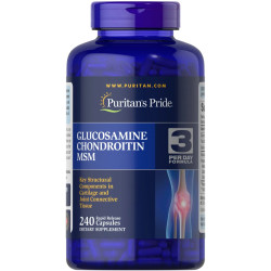 Глюкозамін хондроїтин та ЧСЧ подвійна сила, Puritan's Pride Glucosamine Chondroitin MSM, 240 капсул