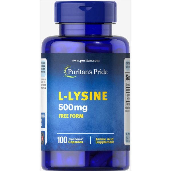 Лізин, L-Lysine, Puritan's Pride, 500 мг, 100 капсул швидкого вивільнення