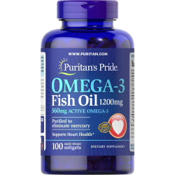 Омега-3 рыбий жир 1200 мг (360 мг активного), Puritan's Pride Omega-3 Fish Oil, 100 гелевых капсул