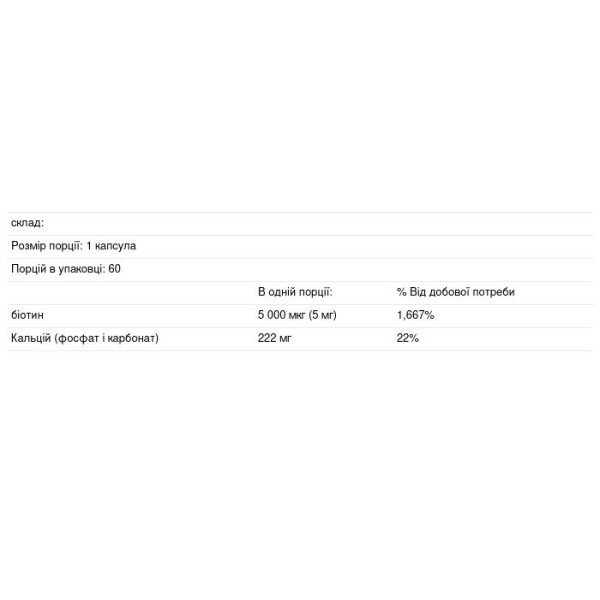 Біотин, Biotin, Puritan's Pride, 5000 мкг, 60 капсул